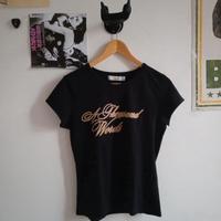 Maglietta nera femminile ZARA con stampa dorata