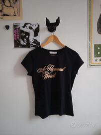 Maglietta nera femminile ZARA con stampa dorata