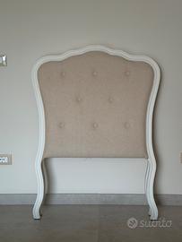 Testiera letto singolo legno bianco e tessuto