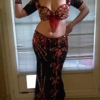 Costume professionale danza del ventre rosso nero