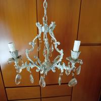 Lampadario shabby chic ottone tre sei braccia 