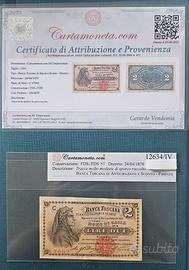 Banconota 2 lire Banca Toscana Firenze  1870