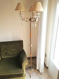 Piantana vintage anni '60 3 lumi ottone e marmo