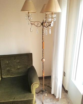 Piantana vintage anni '60 3 lumi ottone e marmo