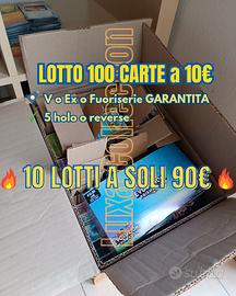 Lotto 100 Carte Pokémon Originali con rare V EX AR