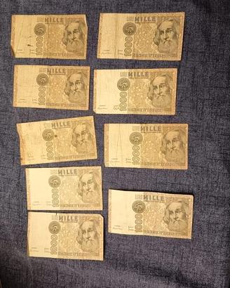 Lotto di banconote italiane da 1000 lire raffigura