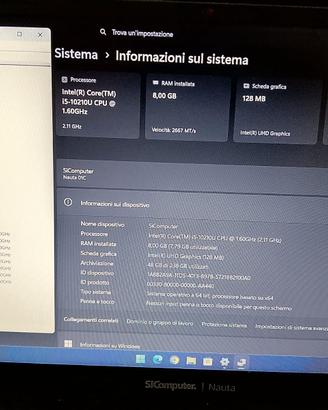 Notebook appena formattato i5, SSD, ddr4