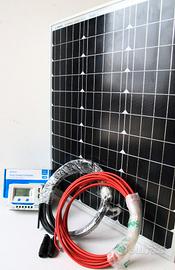 kit fotovoltaico: pannello, regolatore e cavi