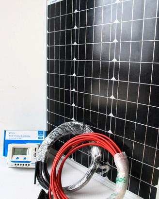 kit fotovoltaico: pannello, regolatore e cavi