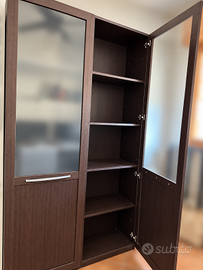 Libreria vetrina 2 ante legno scuro