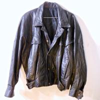 Giacca pelle Nappa nera uomo chiodo Vintage Rock