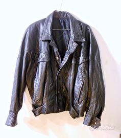 Giacca pelle Nappa nera uomo chiodo Vintage Rock