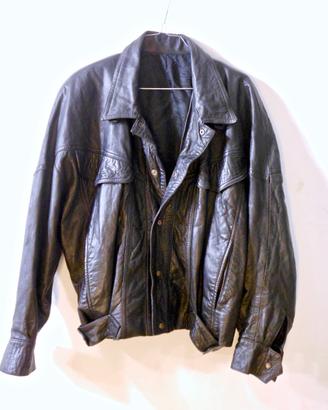 Giacca pelle Nappa nera uomo chiodo Vintage Rock