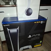 play station 5 digital scatola cuffie originali 