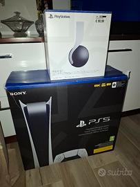 play station 5 digital scatola cuffie originali 