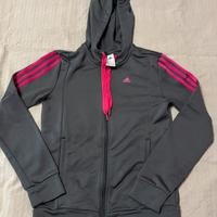 Felpa Adidas Donna Grigia Profili Fucsia taglia M