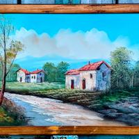 Quadro paesaggio dipinto a mano su tela firmato.