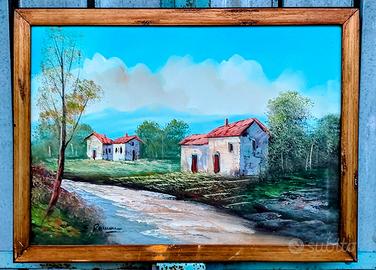 Quadro paesaggio dipinto a mano su tela firmato.