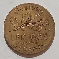 Regno d'Italia, occupazione Albania: 0,05 lek 1940