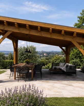 Gazebo in legno lamellare 1 falda, mq 20/25 circa