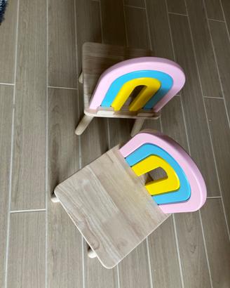 2 sedie per bambini motivo arcobaleno