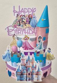 Torta finta scenografica tema principesse disney 