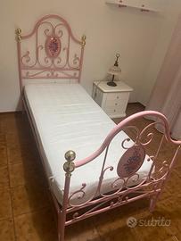 Letto singolo in ferro battuto + materasso