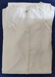 CAMICIA NOTTE in LINO-NUOVA-PIZZO RICAMI INTARSI