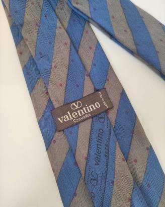 Cravatta Valentino regimental grigia e blu in seta