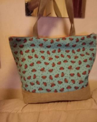 borsa spiaggia fantasia con chiusura "Naj Oleari"