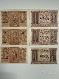 Banconote dittatura fascista 1 lira