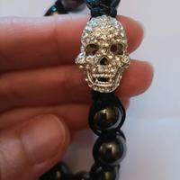 Bracciale nuovo con ematite e teschio con strass 