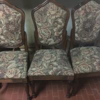 3 poltrone legno e stoffa