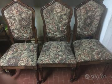 3 poltrone legno e stoffa