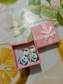 Orecchini Gattino Smaltati – Acciaio Inox Dorato 