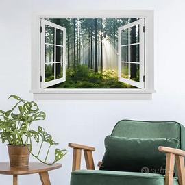 Adesivo da parete in pvc Window forest