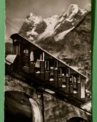 Cartolina TRENO SU FERROVIA IN PENDENZA. MURREN
