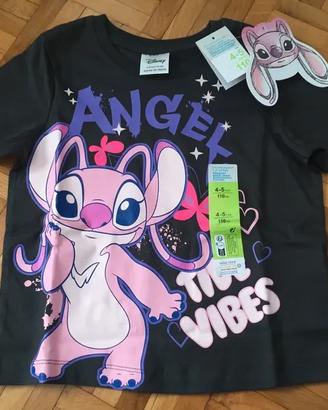 T-shirt Maglia Bambina 4 - 5 Angel Stitch Disney