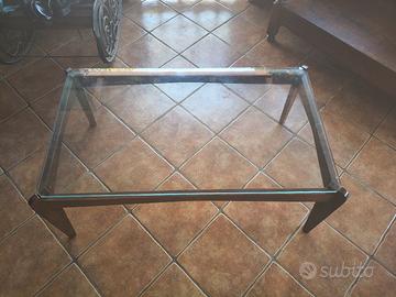 tavolino da soggiorno legno e cristallo