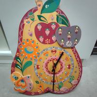 Orologio da cameretta in legno dipinto a mano 1984