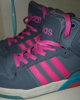 Scarpe Adidas Neo High Top Grigio/Rosa/Azzurro  