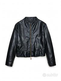 Giubbotto Vera Pelle Donna 42/44 Nero Made in It