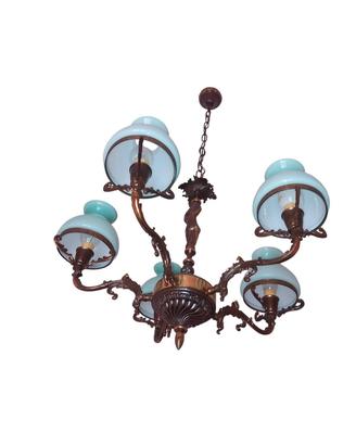 lampadaio vintage di bronzo/ottone a 5 fiamme  