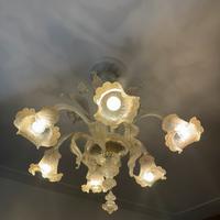 Lampadario murano vetro floreale oro e argento 3
