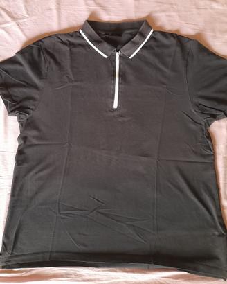 Polo Bonprix XXL nera con zip sul collo