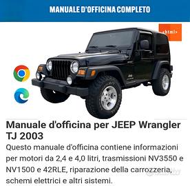 manuale officina  Jeep Wrangler TJ  2003 italiano 