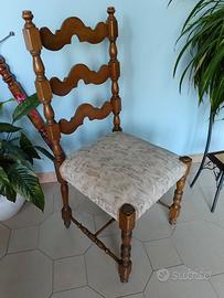 set 6 sedie vintage legno e tessuto