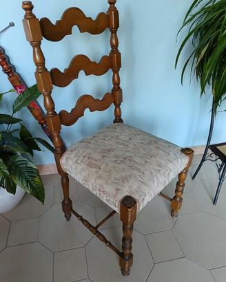 set 6 sedie vintage legno e tessuto
