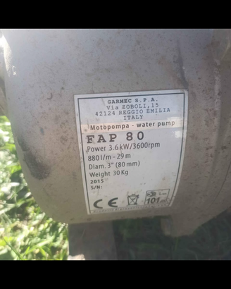 Motopompa autoadescante FAP80 GARMEC