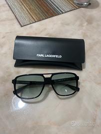 Occhiali da sole grafuati con lenti sfumate verdi